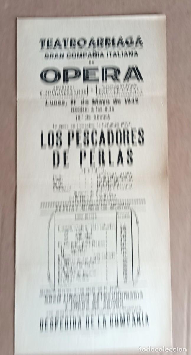 Coleccionismo: Cartel TEATRO ARRIAGA 1942 - Temporada de &oacute;pera - LOS PESCADORES DE PERLAS