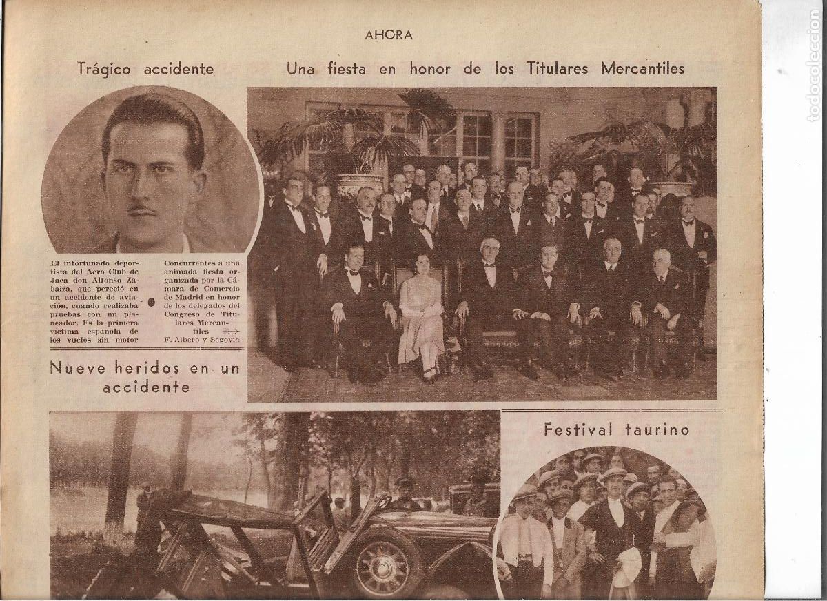 Coleccionismo: A&Ntilde;O 1932 RECORTE PRENSA NOTICIA MUERTE ACCIDENTE AVIACION ALFONSO ZABALZA DEPORTISTA AERO CLUB JACA
