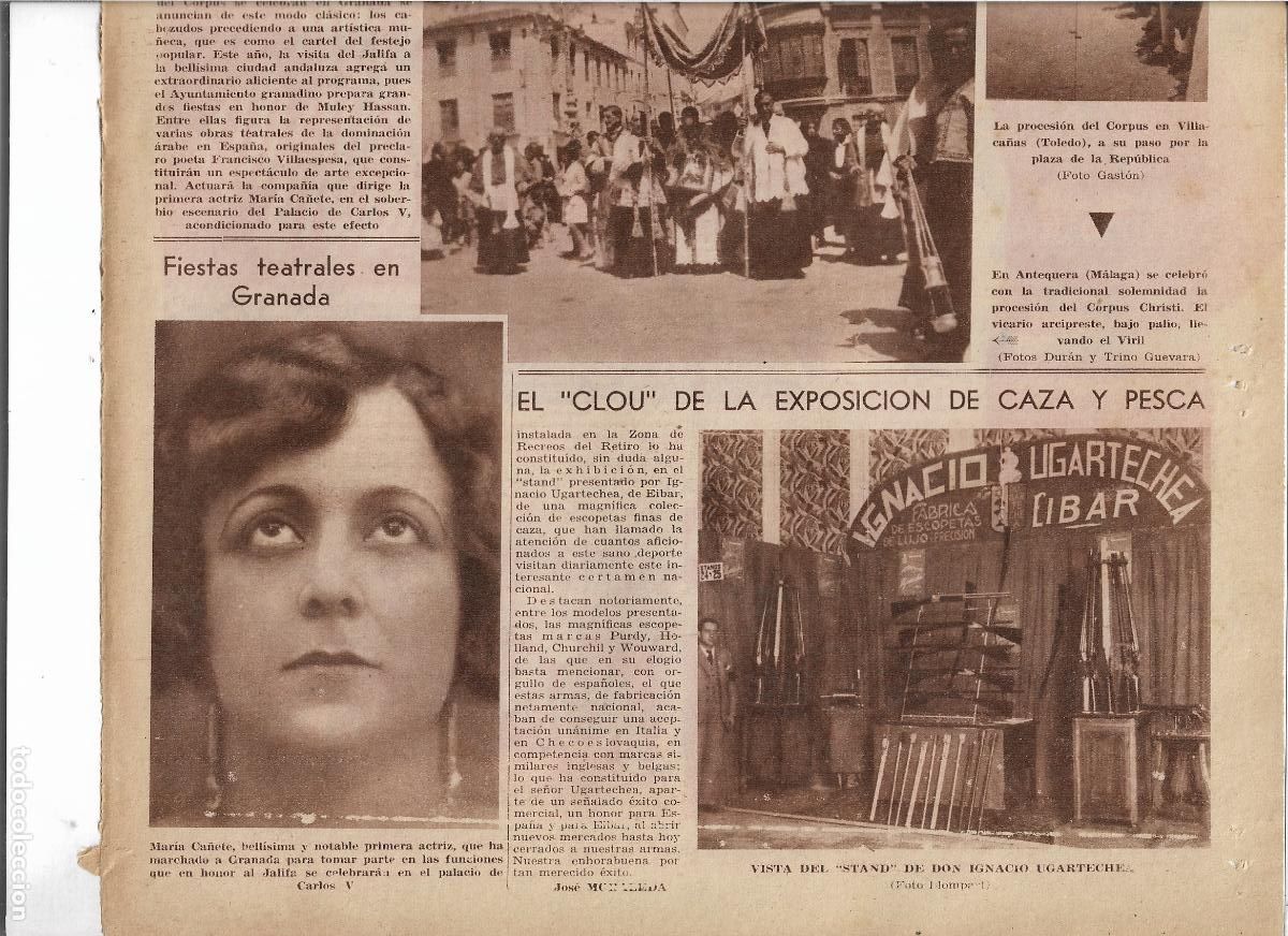 Coleccionismo: A&Ntilde;O 1932 RECORTE PRENSA MADRID EXPOSICION CAZA Y PESCA STAND DE IGNACIO UGARTECHEA DE EIBAR