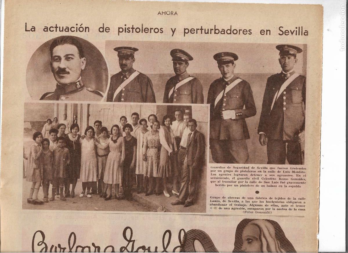 Coleccionismo: A&Ntilde;O 1932 RECORTE PRENSA SEVILLA HUELGA DISTURBIOS OBRERAS FABRICA TEJIDOS CALLE LANZA