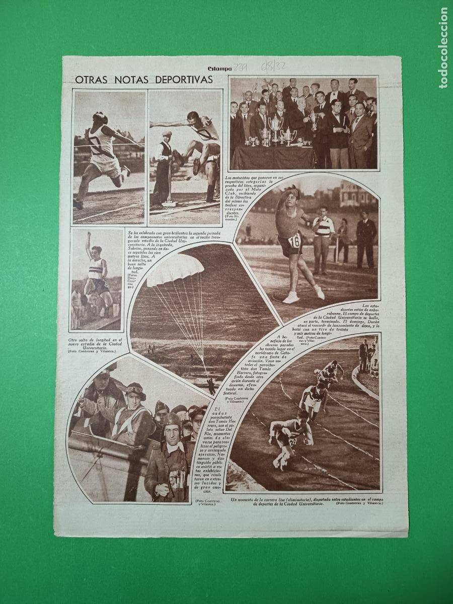 Coleccionismo: AERODROMO DE GETAFE FIESTA DE LA AVIACION PARACAIDISMO - ATLETISMO - MOTORISTAS - 06/08/1932