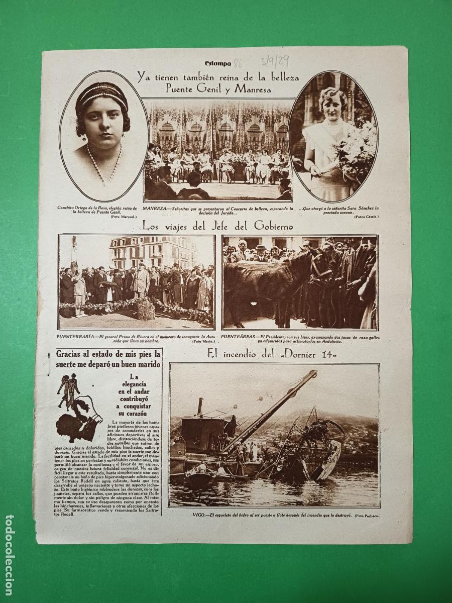 Coleccionismo: EL INCENDIO DEL HIDROAVION DORNIER 14 VIGO - PUENTEGENIL MANRESA- FUTBOL - 03/09/1929