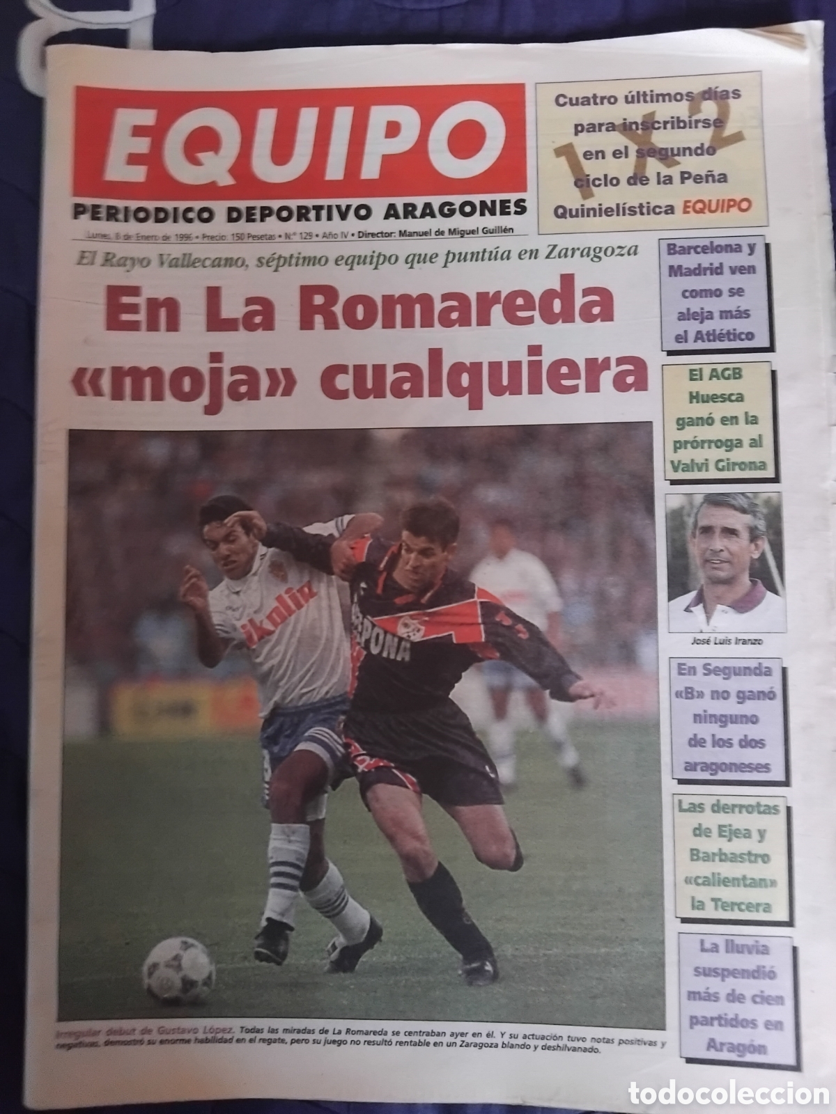 Coleccionismo: Periodico debut Gustavo L&oacute;pez R.Zaragoza 1996