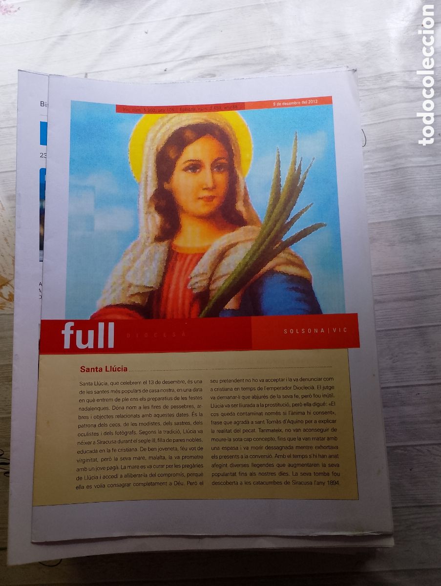 Coleccionismo: Full Diocesa de la Parroquia de Vic. 30 fulls