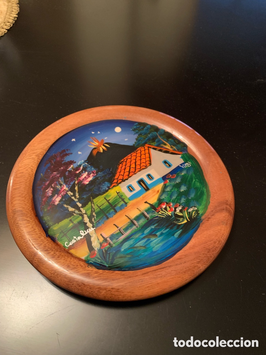 Sammeln: Plato decorativo Costa Rica pintado a mano sobre madera &ndash; 20 cm &ndash; para pared