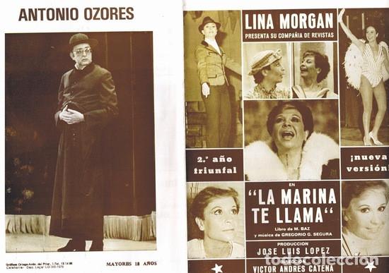 Coleccionismo: LA MARINA TE LLAMA. LINA MORGAN. CON ANTONIO OZORES.1979