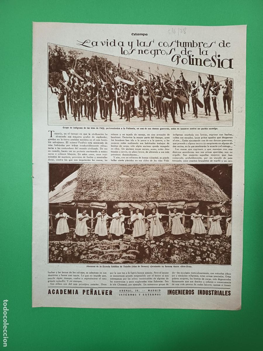 Coleccionismo: VIDA Y COSTUMBRES DE LOS NEGROS DE LA POLINESIA - 05/06/1928