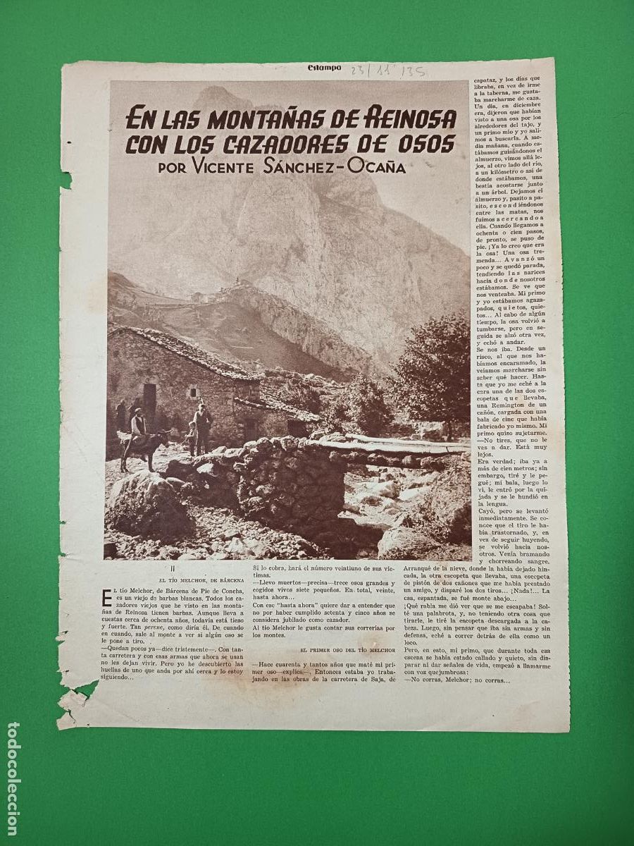 Coleccionismo: EN LAS MONTA&Ntilde;AS DE REINOSA CON LOS CAZADORES DE OSOS - 23/11/1935