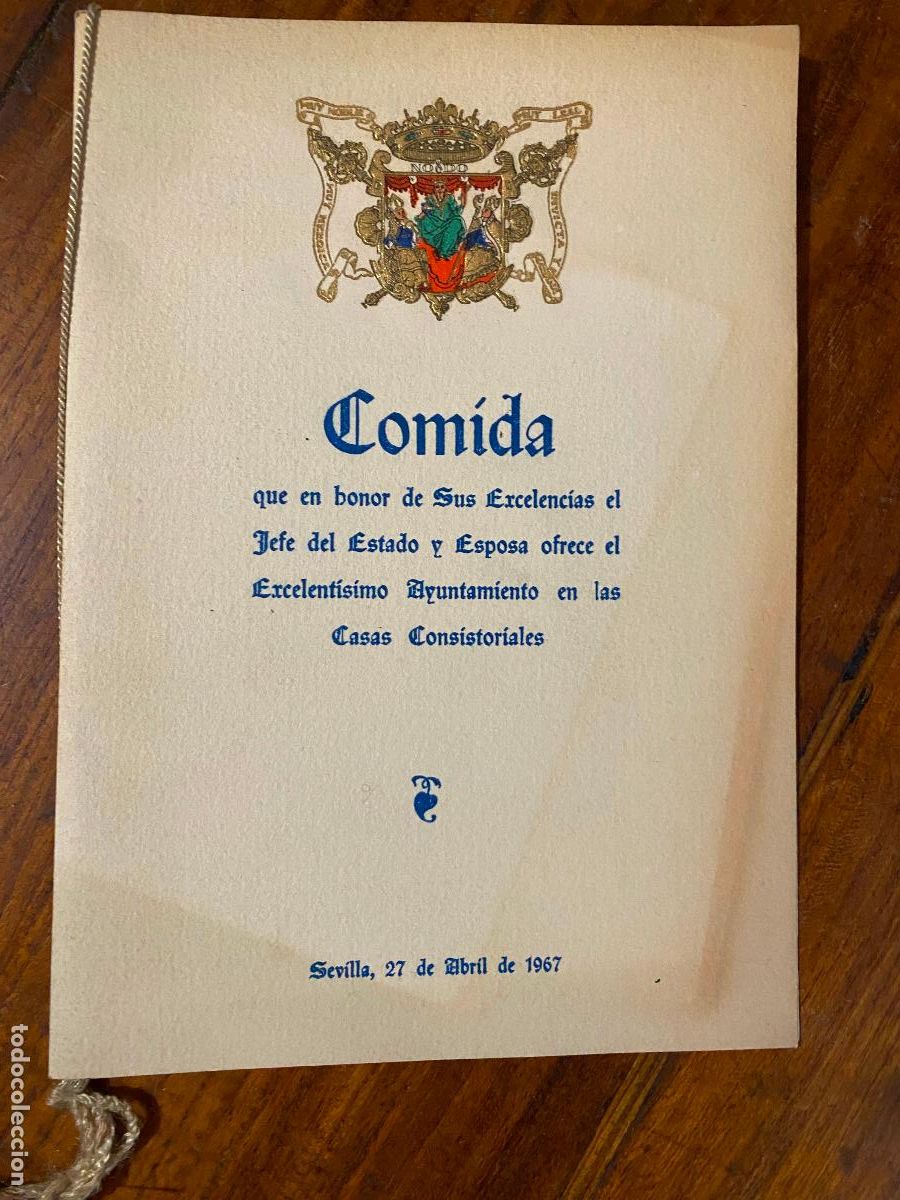 Coleccionismo: COMIDA EN HONOR DE SUS EXCELENCIAS EL JEFE DEL ESTADO Y ESPOSA, EXCMO.AYTO CASAS CONSISTORIALES