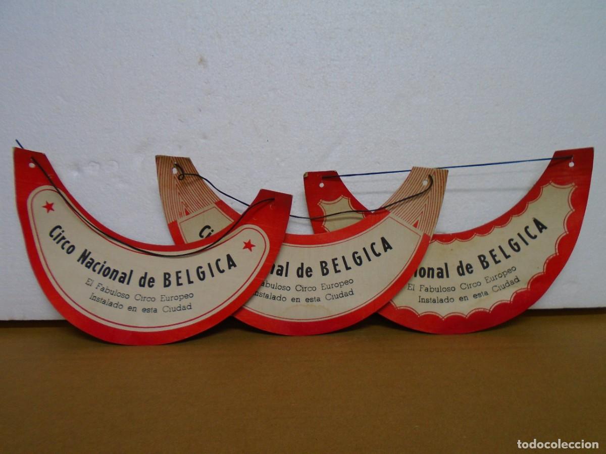 Collezionismo: CIRCO NACIONAL DE BELGICA,EL FABULOSO CIRCO EUROPEO,3 VISERAS DE CARTON, A&Ntilde;OS 60.
