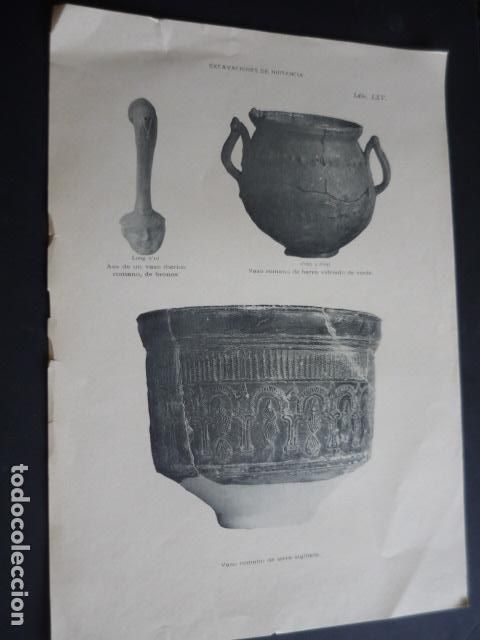 Coleccionismo: NUMANCIA EXCAVACIONES ARQUEOLOGICAS HACIA 1915 OBJETOS HALLADOLID LAMINA 23 X 32,5 CM