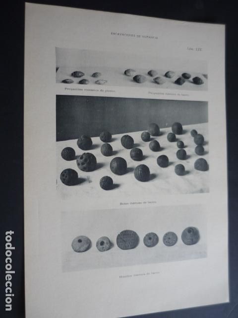 Coleccionismo: NUMANCIA EXCAVACIONES ARQUEOLOGICAS HACIA 1915 OBJETOS HALLADOLID LAMINA 23 X 32,5 CM