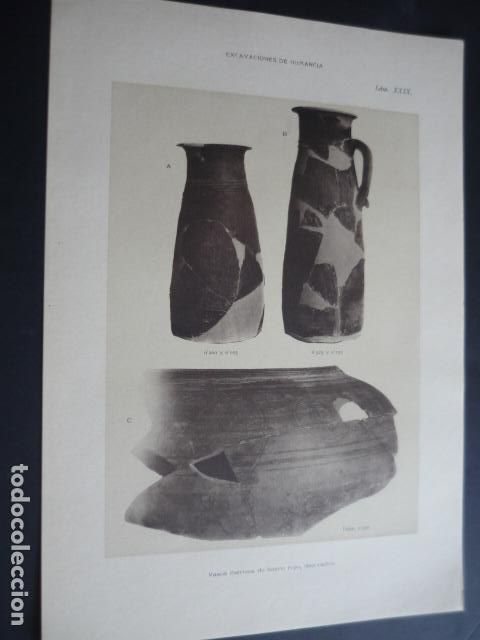 Coleccionismo: NUMANCIA EXCAVACIONES ARQUEOLOGICAS HACIA 1915 OBJETOS HALLADOLID LAMINA 23 X 32,5 CM