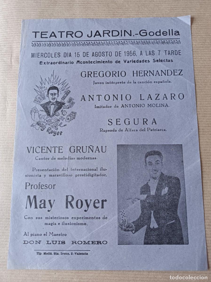 Coleccionismo: PROGRAMA VARIEDADES TEATRO JARD&Iacute;N GODELLA 1956 MAY ROYER VICENTE GRU&Ntilde;AU SEGURA ANTONIO L&Aacute;ZARO