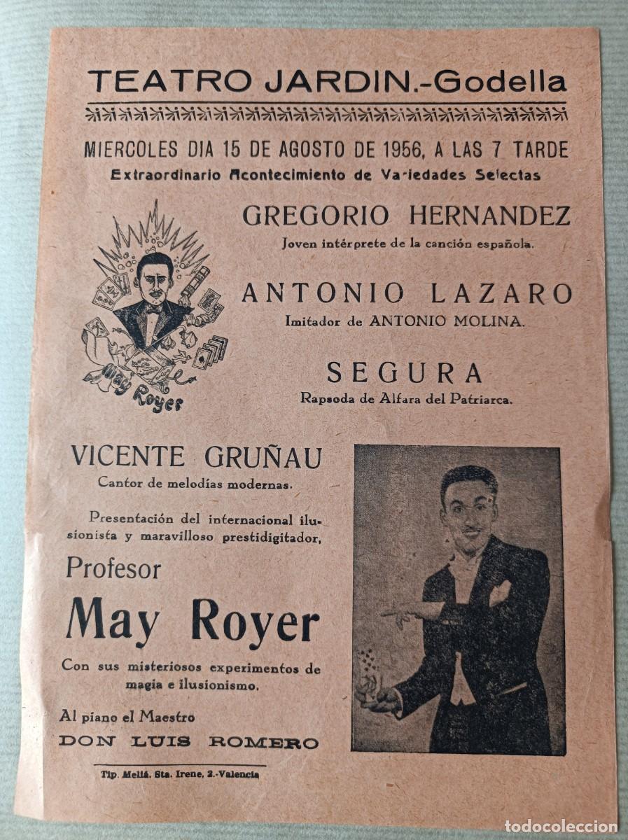 Coleccionismo: PROGRAMA VARIEDADES TEATRO JARD&Iacute;N GODELLA 1956 MAY ROYER VICENTE GRU&Ntilde;AU SEGURA ANTONIO L&Aacute;ZARO