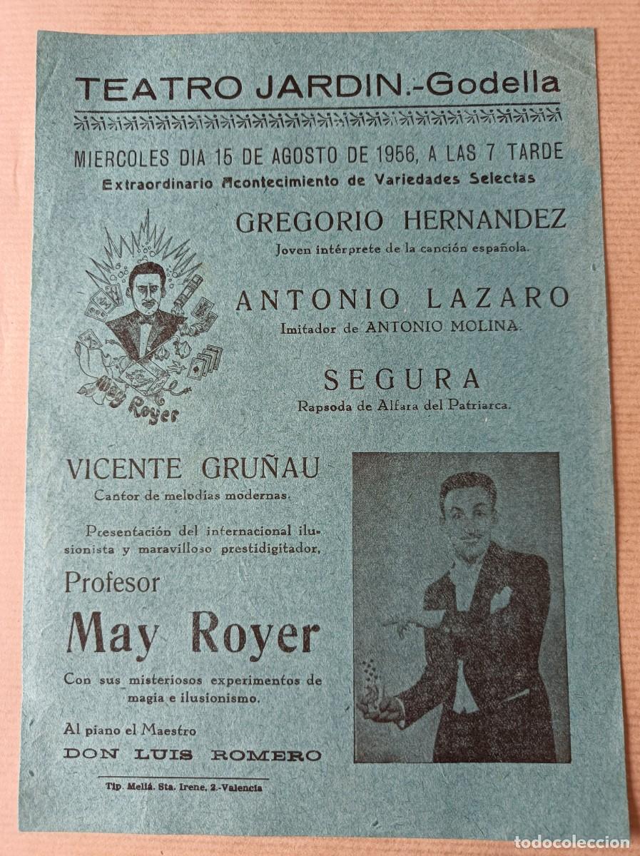 Coleccionismo: PROGRAMA VARIEDADES TEATRO JARD&Iacute;N GODELLA 1956 MAY ROYER VICENTE GRU&Ntilde;AU SEGURA ANTONIO L&Aacute;ZARO