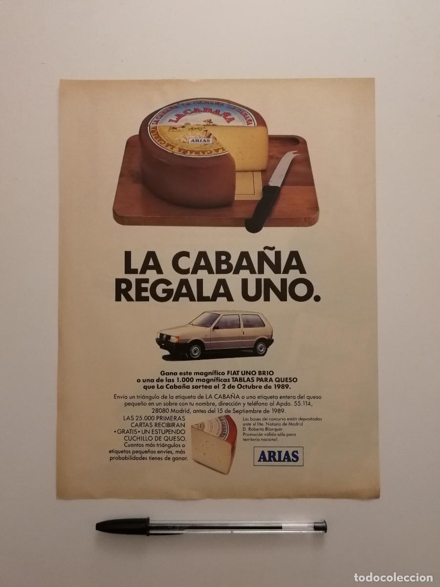 Coleccionismo: ANTIGUO ANUNCIO ENCARTONADO -A4- QUESO ARIAS - PUBLICIDAD LAMINA - FIAT UNO BRIO
