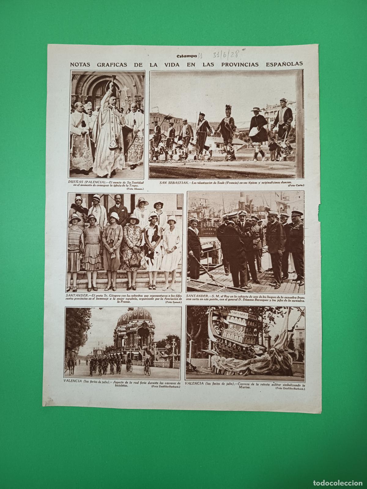 Coleccionismo: SAN SEBASTIAN DANTZARIS DE SOULE - VALENCIA LAS FERIAS DE JULIO - SANTANDER - 31/06/1928