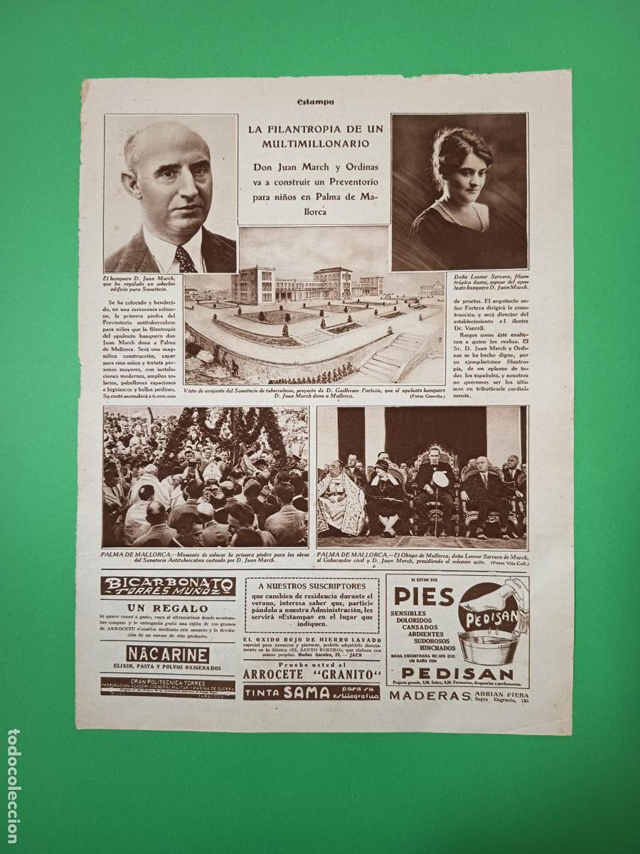 Coleccionismo: FILANTROPIA DE JUAN MARCH Y ORDINAS PREVENTORIO NI&Ntilde;OS PALMA DE MALLORCA - GENE TUNNEY - 31/06/1928