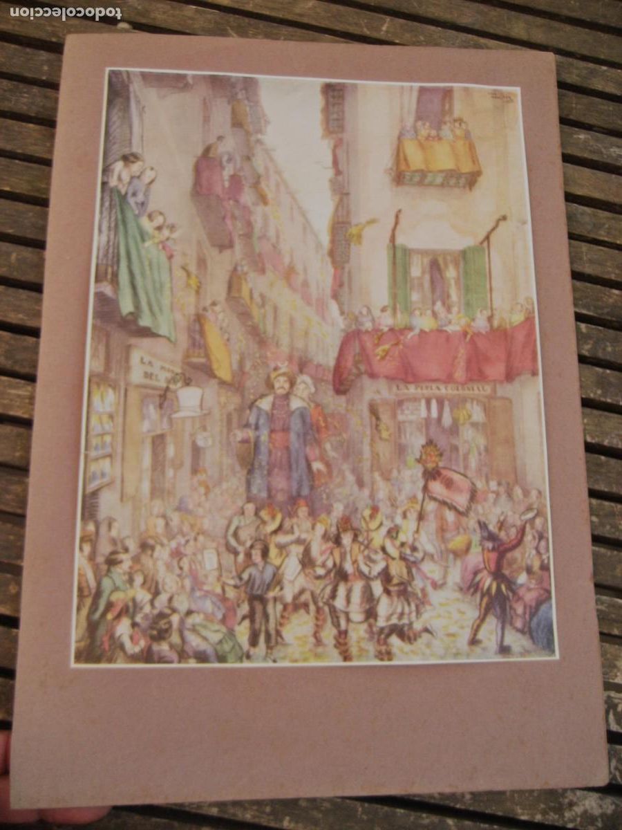 Coleccionismo: antiguo recorte revista . els gegants de la process&oacute; de Corpus . carrer de Montcada . Lola Anglada