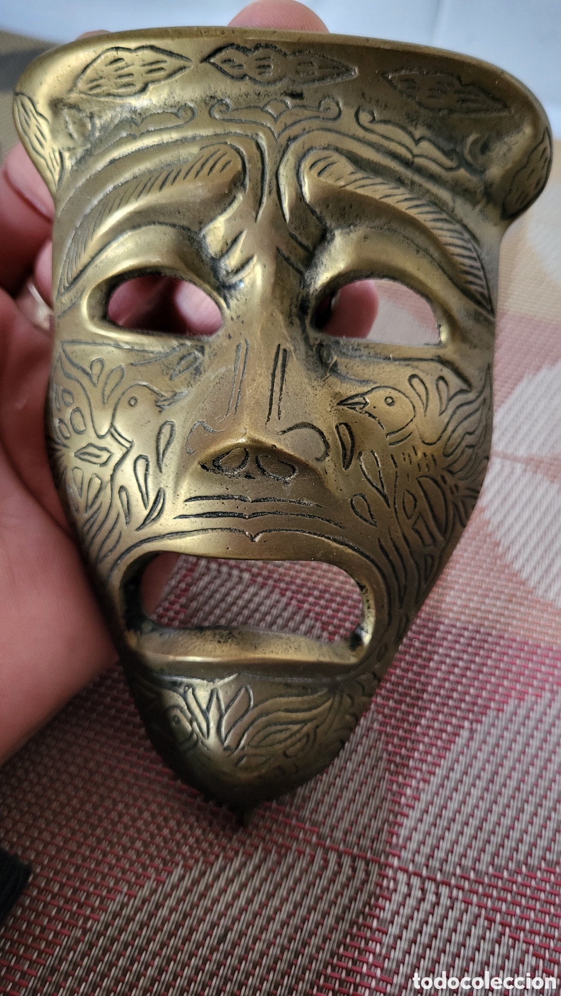 Coleccionismo: Antigua m&aacute;scara de bronce 9