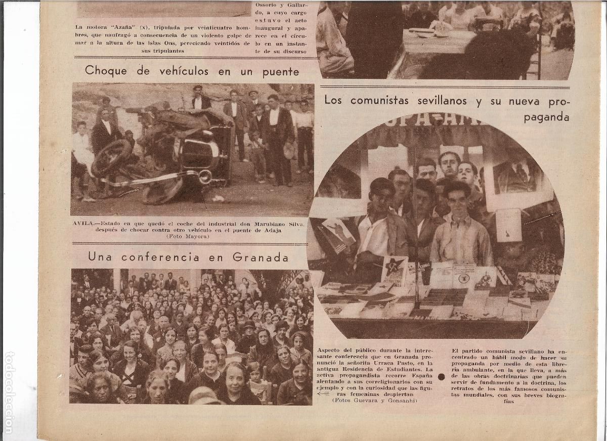 Coleccionismo: A&Ntilde;O 1932 RECORTE PRENSA GRANADA CONFERENCIA DE URRACA PASTO EN LA ANTIGUA RESIDENCIA ESTUDIANTES