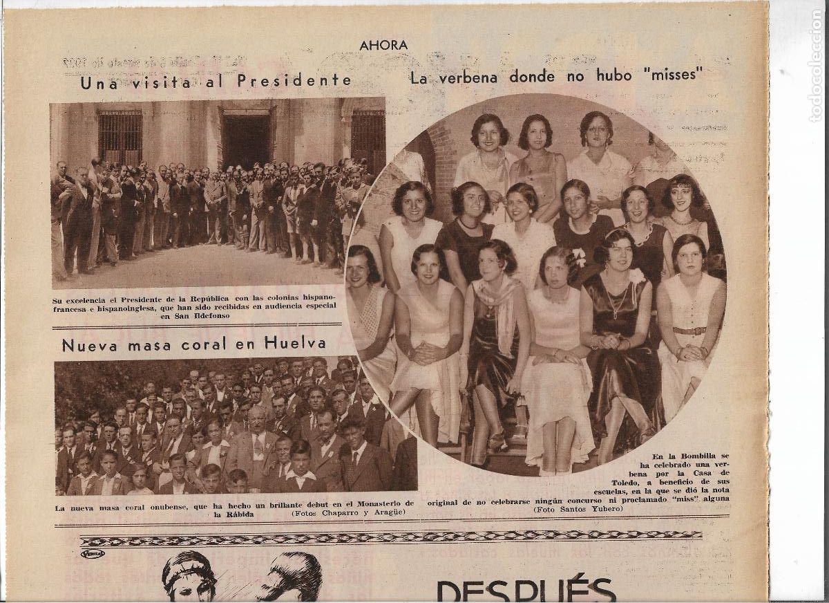 Coleccionismo: A&Ntilde;O 1932 RECORTE PRENSA HUELVA NUEVO CORO MASA CORAL ONUBENSE DEBUT EN MONASTERIO DE LA RABIDA