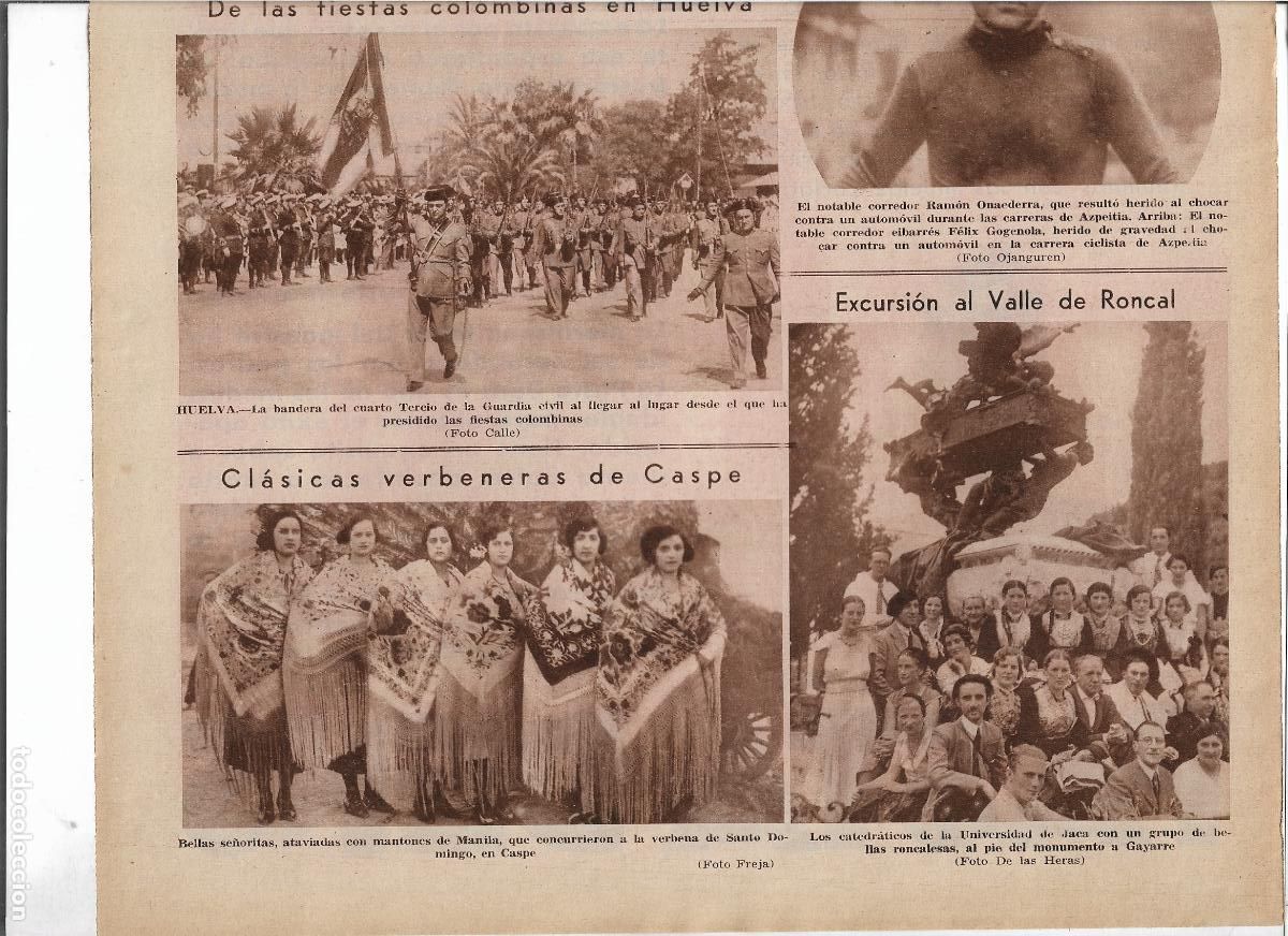 Coleccionismo: A&Ntilde;O 1932 RECORTE PRENSA CATEDRATICOS UNIVERSIDAD DE JACA EXCURSION VALLE DE RONCAL MONUMENTO GAYARRE