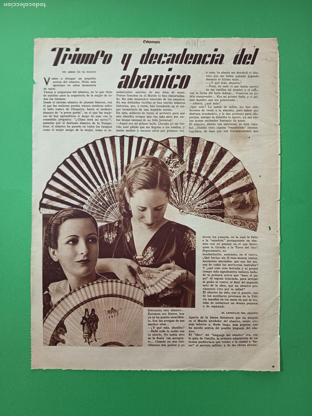 Coleccionismo: TRIUNFO Y DECADENCIA DEL ABANICO - 17/08/1935