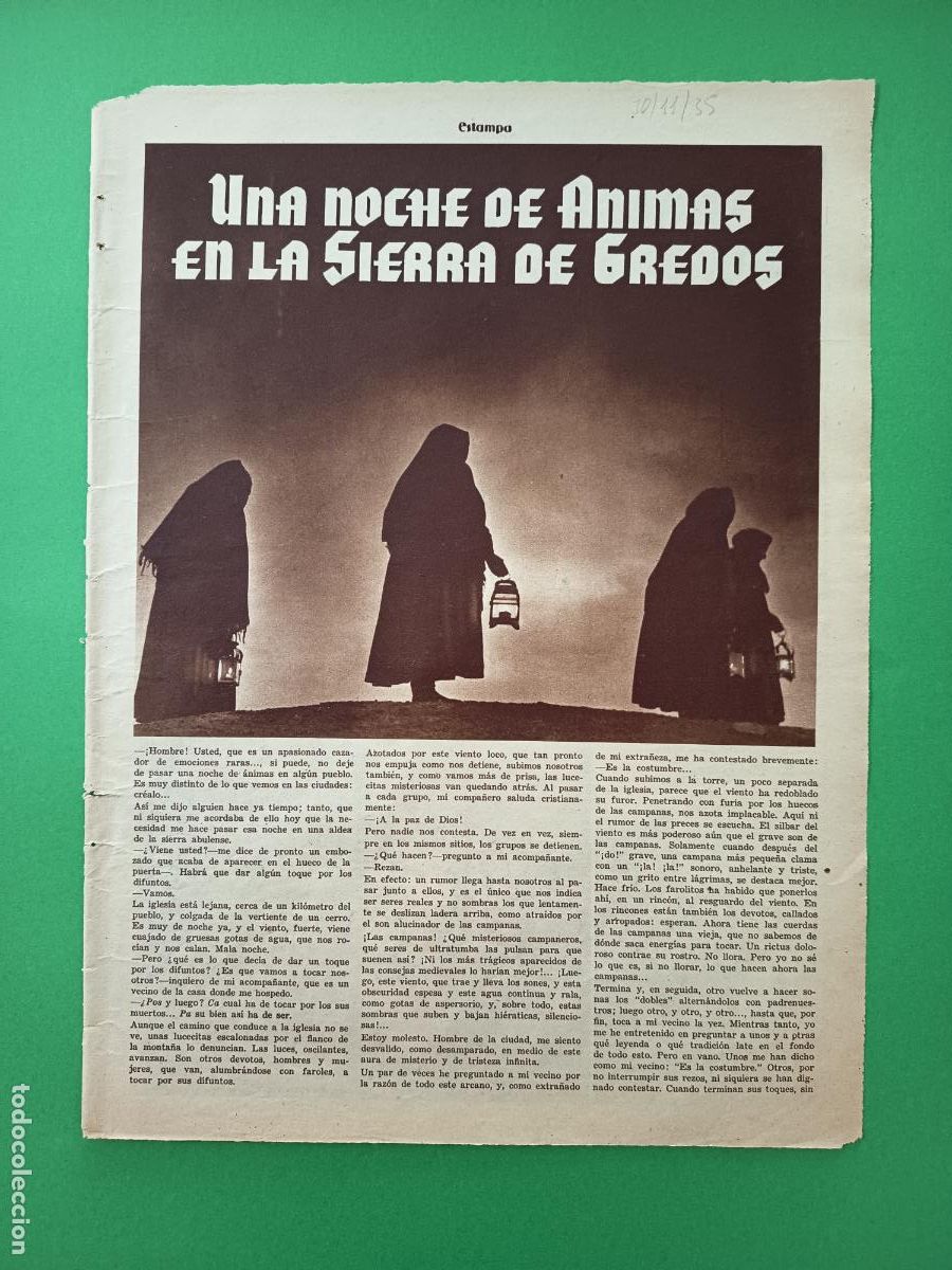 Coleccionismo: NOCHE DE ANIMAS EN LA SIERRA DE GREDOS - 10/11/1935