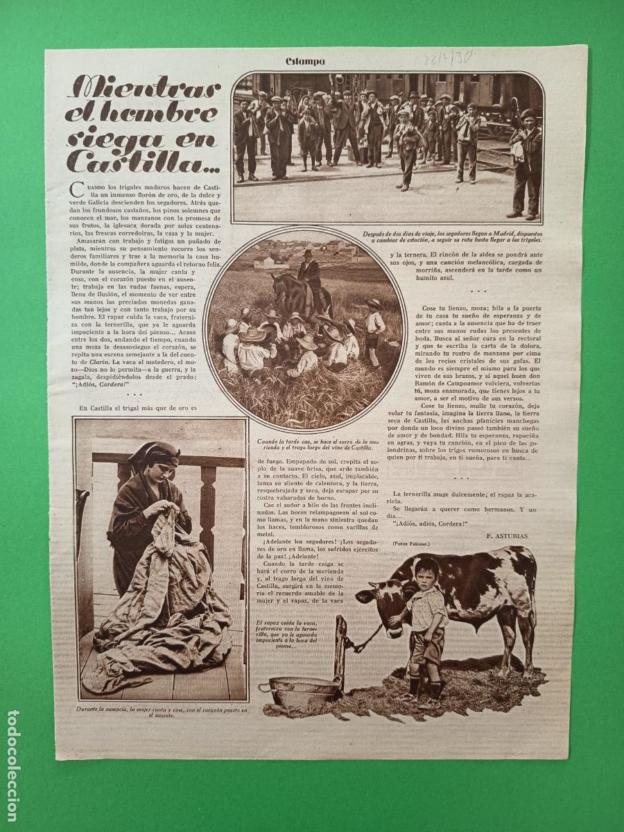 Coleccionismo: MIENTRAS EL HOMBRE SIEGA EN CASTILLA - 22/07/1930