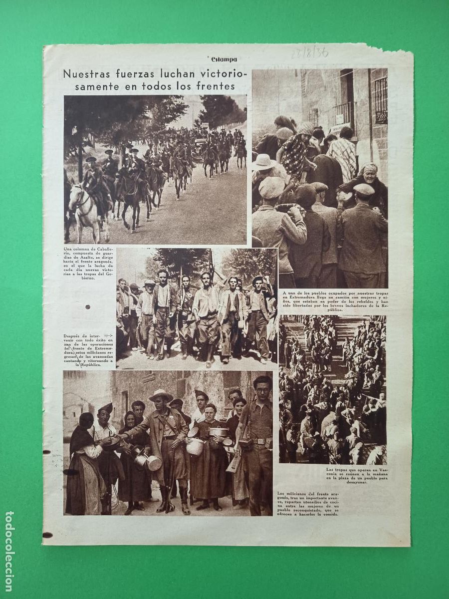 Coleccionismo: CABALLERIA HACIA EL FRENTE ARAGONES - FRENTES DE EXTREMADURA VASCONIA 22/08/1936