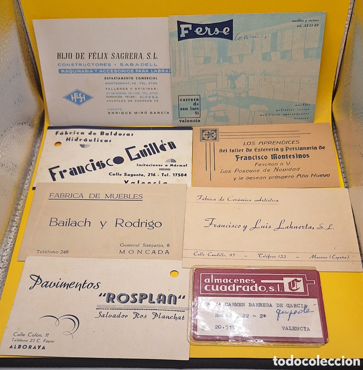 Coleccionismo: Antiguo Lote de 8 Tarjetas de Visita - Valencia
