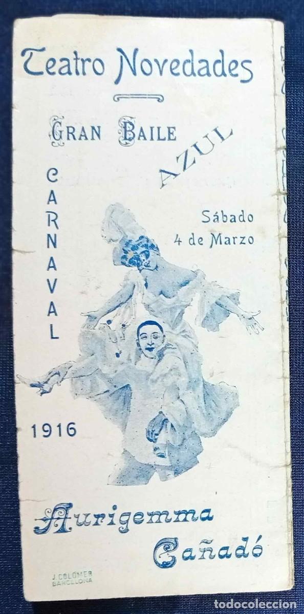 Coleccionismo: PROGRAMA DEL TEATRO NOVEDADES DE BARCELONA, PARA EL CARNAVAL DE 1916.