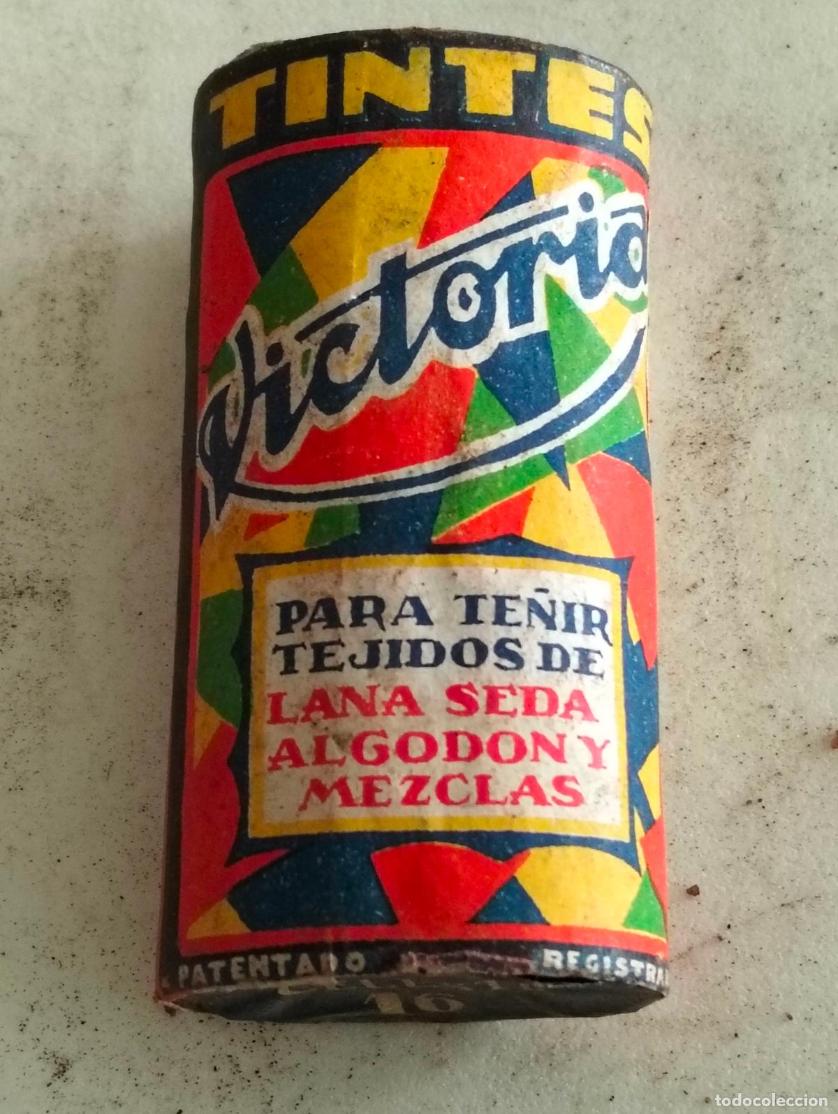 Coleccionismo: ANTIGUA CAJA, TINTES VICTORIA, N&ordm; 16 AZUL CELESTE, MEDIDAS 6,5 X 3 X 2,5 CM