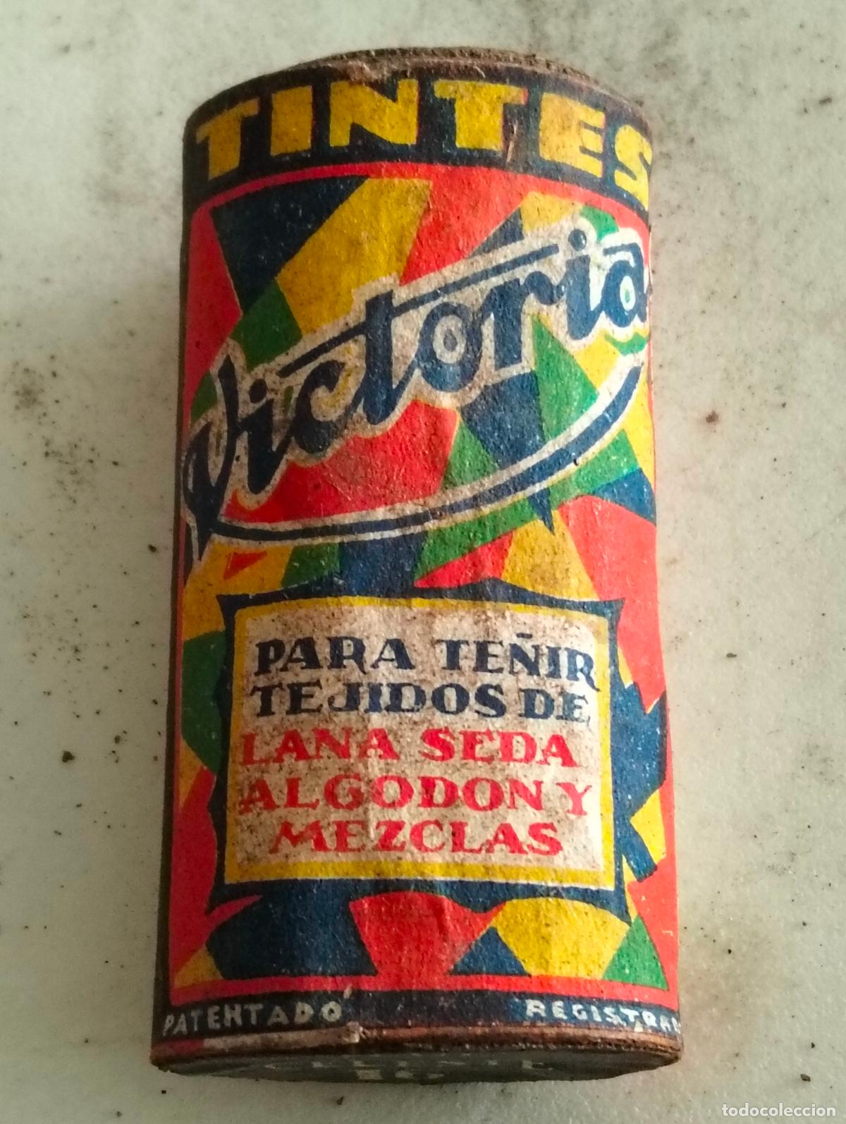 Coleccionismo: ANTIGUA CAJA, TINTES VICTORIA, N&ordm; 16 AZUL CELESTE, MEDIDAS 6,5 X 3 X 2,5 CM