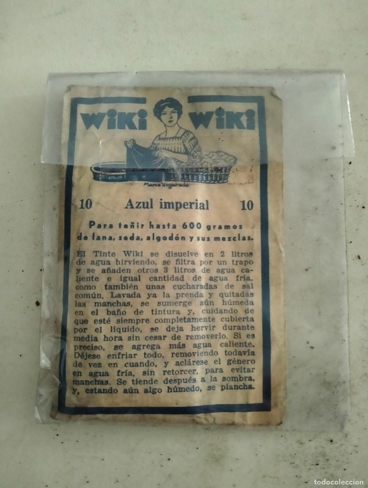 Coleccionismo: ANTIGUO SOBRE, TINTES WIKI, N&ordm; 10 AZUL IMPERIAL, MEDIDAS 7 X 11,5 CM
