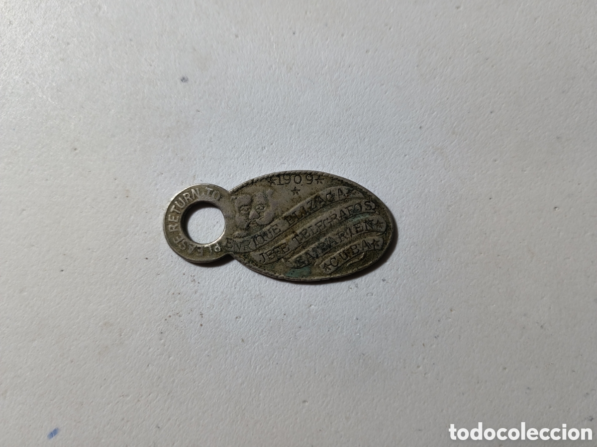 Coleccionismo: Cuba,t&iacute;pico llavero no me olvides ,jefe tel&eacute;grafos caibarien,a&ntilde;o 1909.