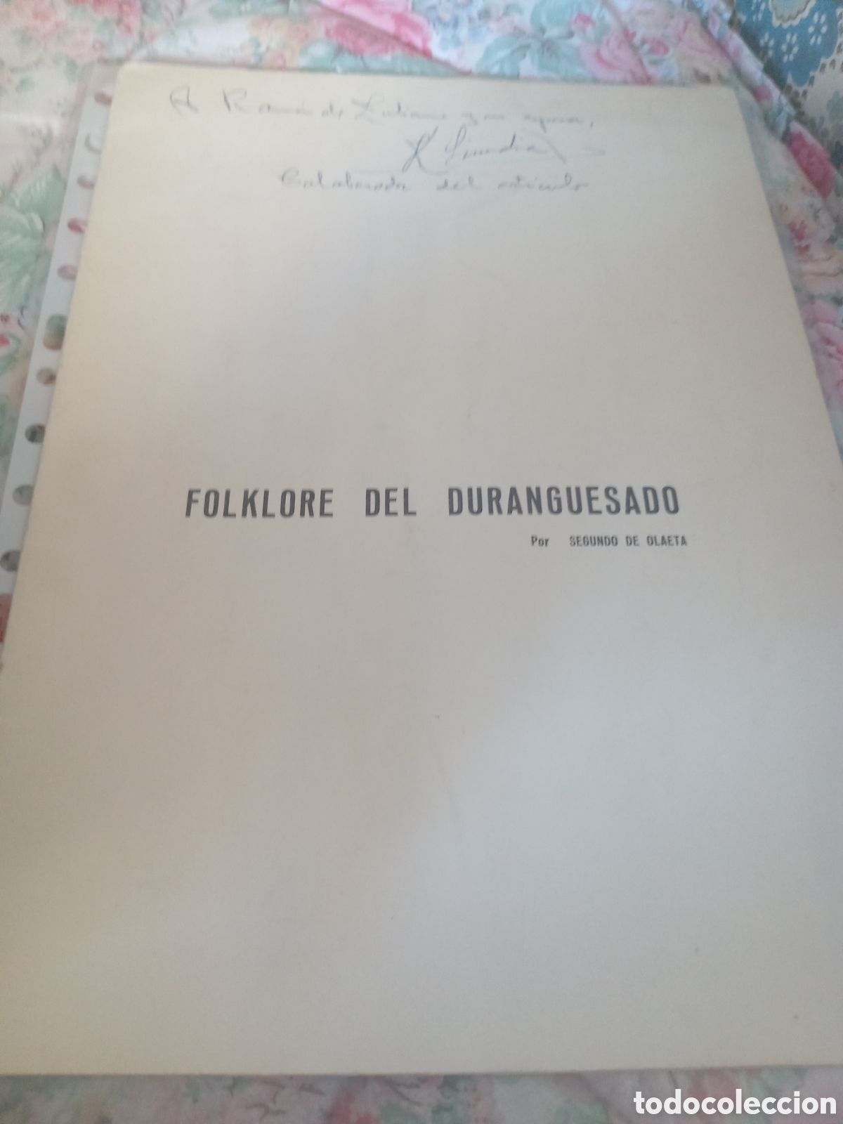 Coleccionismo: Libreto Folklore del Duranguesado Segundo Olaeta