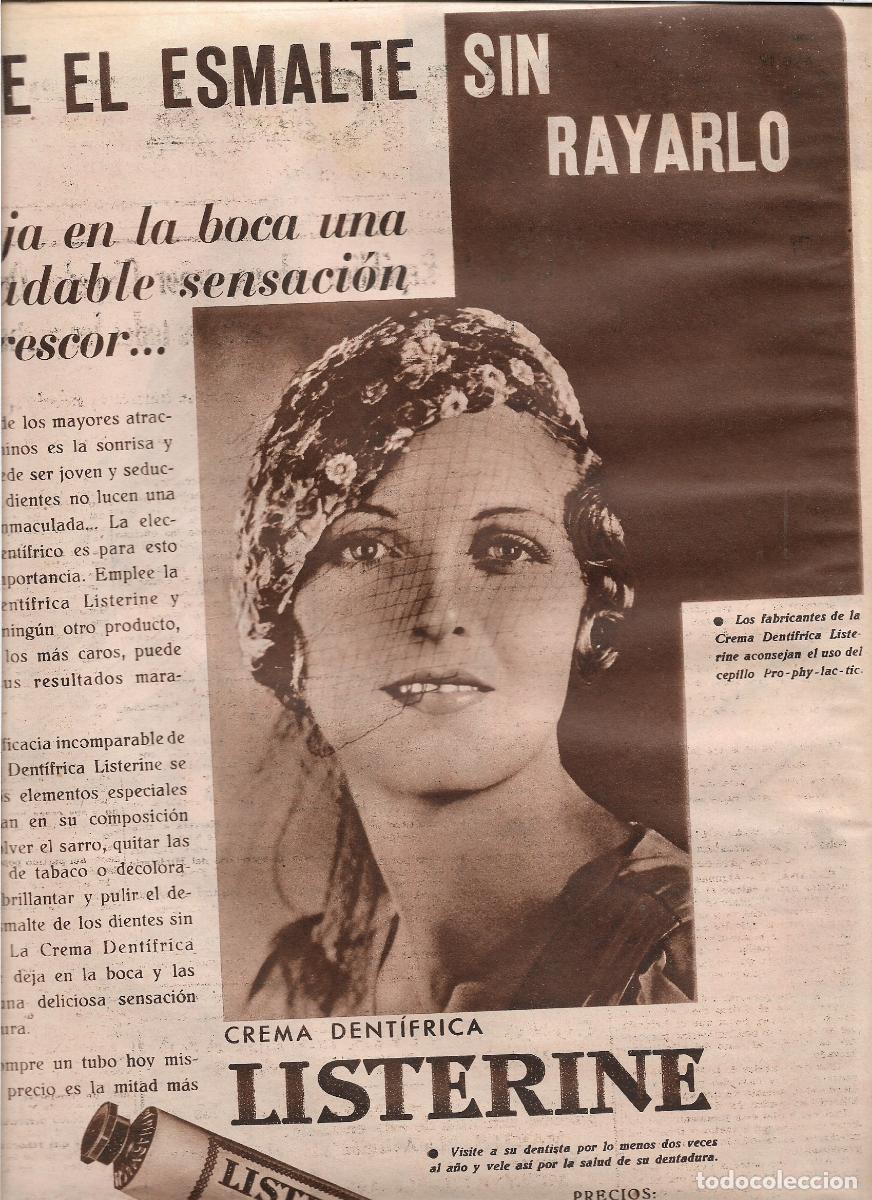 Coleccionismo: A&Ntilde;O 1933 RECORTE PRENSA PUBLICIDAD CREMA DENTIFRICA DENTIFRICO LISTERINE HIGIENE BUCAL