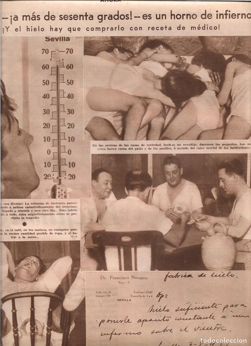 Coleccionismo: A&Ntilde;O 1933 RECORTE PRENSA SEVILLA CALOR EXTREMO 60 GRADOS ESCASEZ VENTA HIELO POR RECETA MEDICA