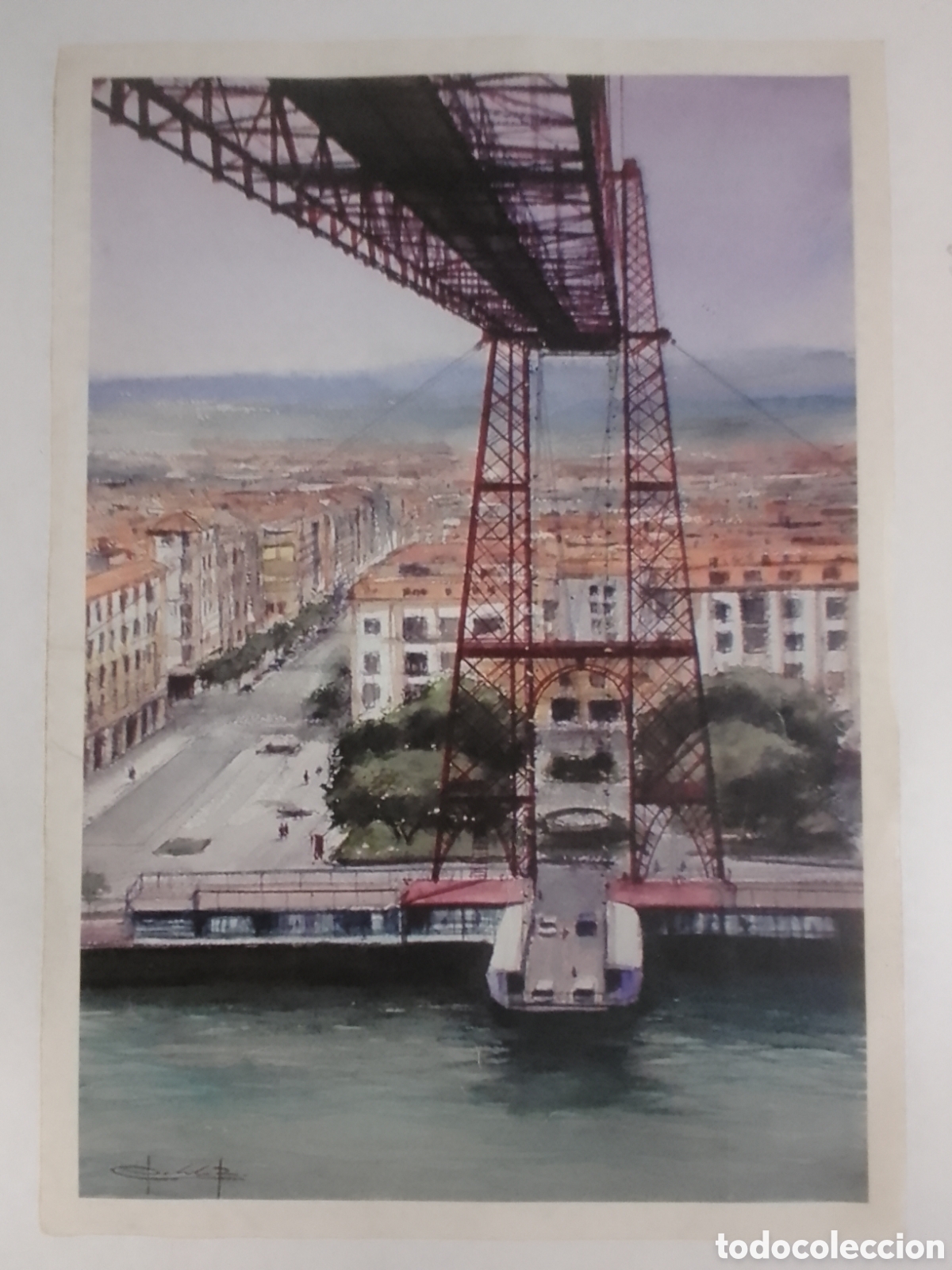 Coleccionismo: Lamina Puente Colgante Portugalete &bull; Vizcaya.