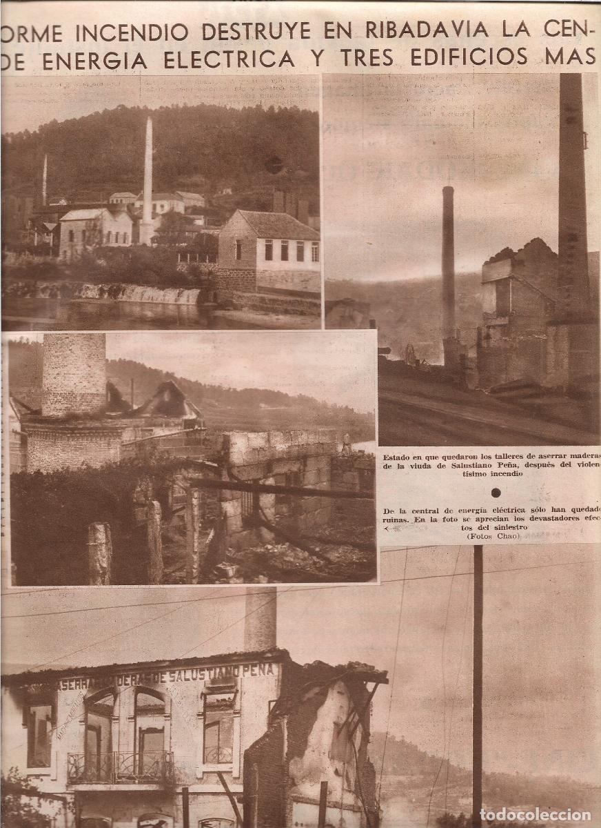 Coleccionismo: A&Ntilde;O 1933 RIBADAVIA GALICIA INCENDIO CENTRAL ENERGIA ELECTRICA ASERRADORA VIUDA SALUSTIANO PE&Ntilde;A