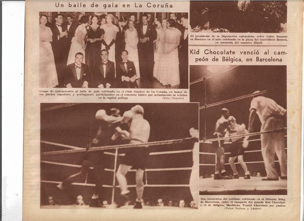 Coleccionismo: A&Ntilde;O 1933 RECORTE PRENSA DEPORTES BOXEO KID CHOCOLATE GANA A MACHTENS OLIMPIA RING BARCELONA