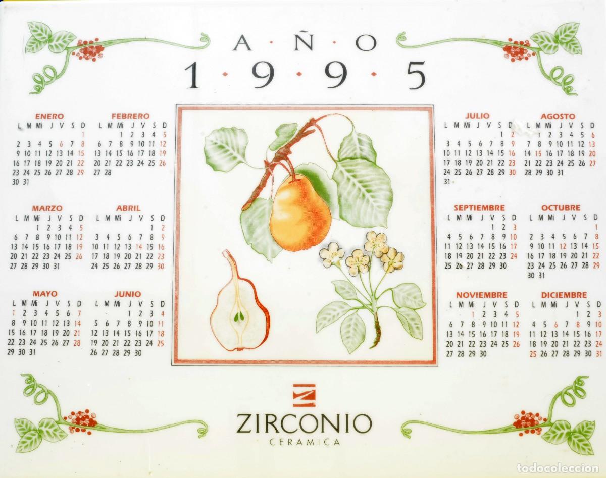 Coleccionismo: Gran azulejo decorativo de cer&aacute;mica Zirconio con calendario de 1995