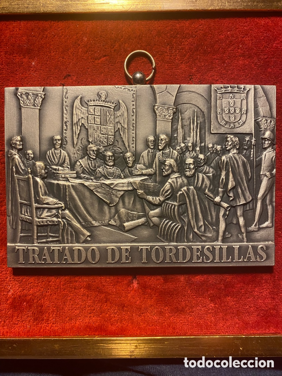 Coleccionismo: Placa para conmemorar el V centenario del Tratado de Tordesillas.
