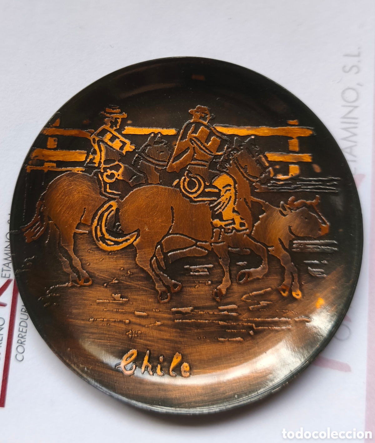 Coleccionismo: Platos decorativosl con tem&aacute;tica de rodeos y bailes chilenos.&nbsp; - Foto 3