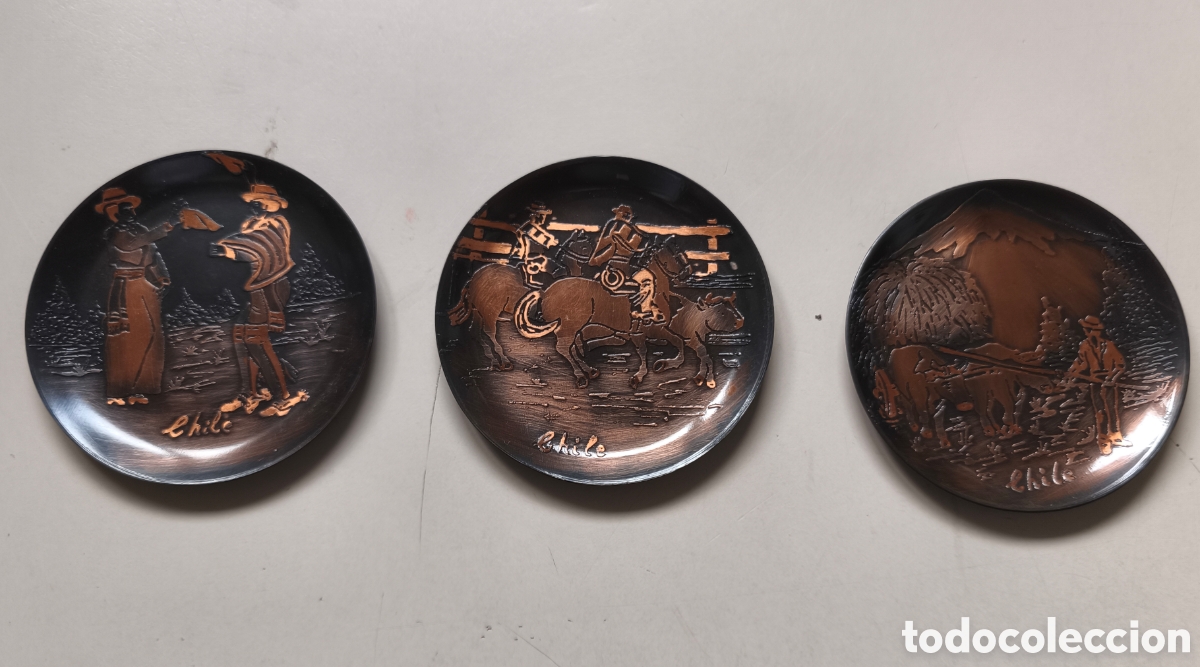 Coleccionismo: Platos decorativosl con tem&aacute;tica de rodeos y bailes chilenos.&nbsp; - Foto 4