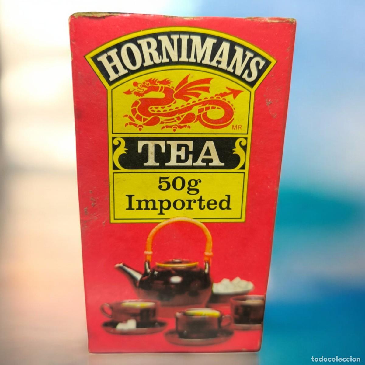Coleccionismo: Antigua Caja De T&eacute; Hornimans &ndash; 50g Imported &ndash; Dise&ntilde;o Cl&aacute;sico Con Drag&oacute;n Rojo