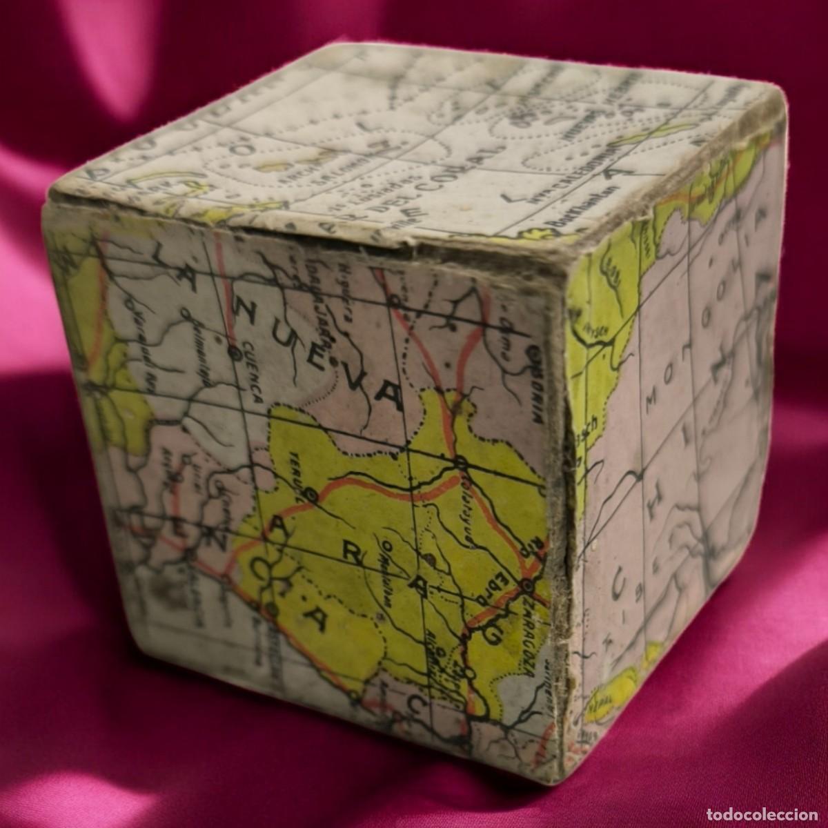 Coleccionismo: Antiguo Cubo Puzzle Geogr&aacute;fico De Cart&oacute;n &ndash; Mapas Del Mundo A&ntilde;os 40